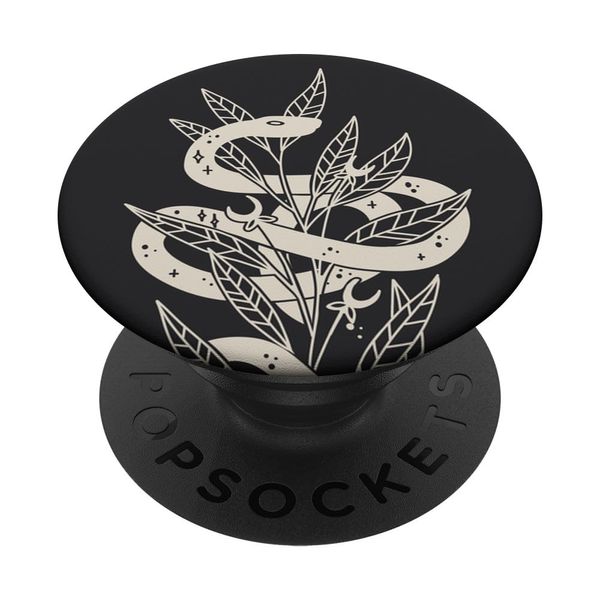 Ash Black Witchy Mystical Boho Botanical Snake PopSockets Swappable PopGrip