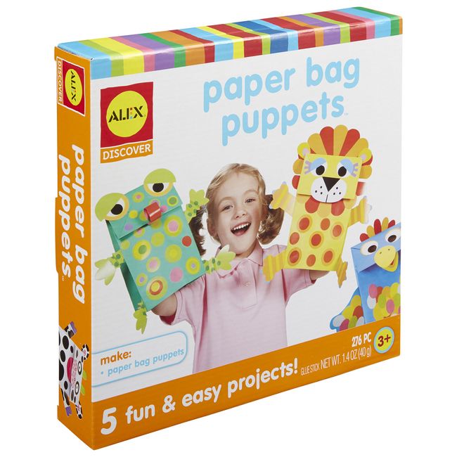 ALEX Toys Paper Bag Puppets Kids Art and Craft Activity Multicolor