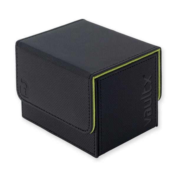 Vault X Exo-Tec Modular Sideloading Deck Box Module for 100+ TCG Cards. Detachable Magnetic Lid. Fits Commander & Standard Trading Cards (Electric Green/Black)