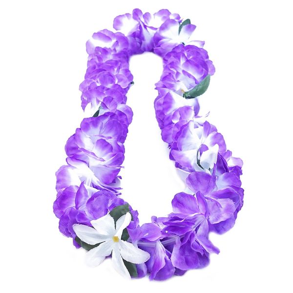 Premium Hawaiian Luau Party Lei - Paradise Petunia w/Orchids - Prismatic Purple