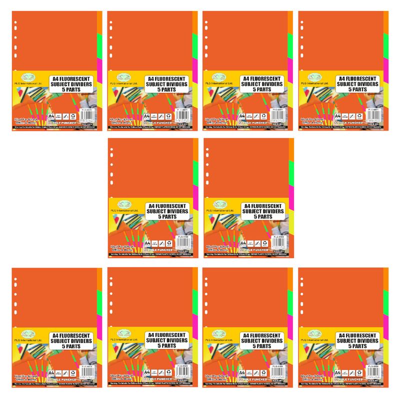 M1SS 10 Packs X A4 Subject Dividers [Fluorescent] 5-Part File Divider ...
