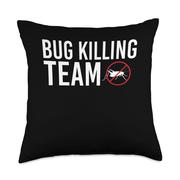 Exterminator Design Pest Fighter Bug Killing Team Exterminator Pest Control Throw Pillow, 18x18, Multicolor