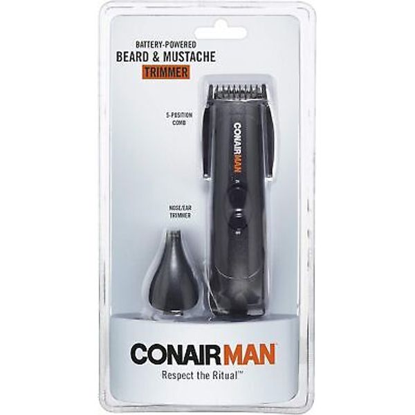 ConairMAN Beard and Mustache Trimmer, Battery Powered Beard and Mustache Trimmer