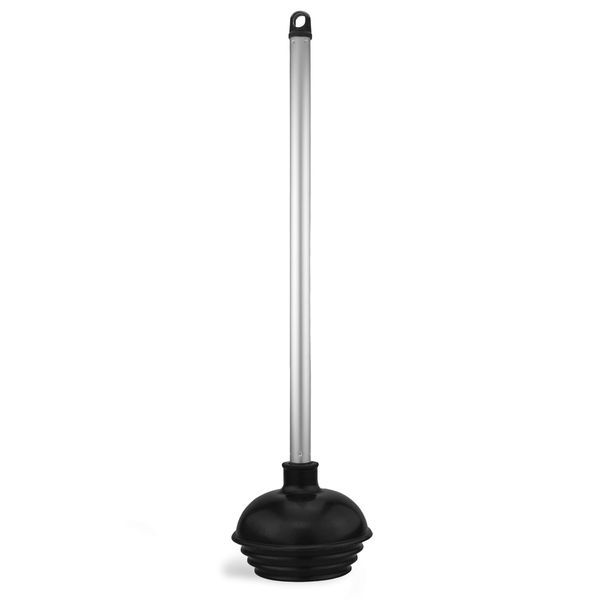 NEIKO 60166A Toilet Plunger with Patented All-Angle Design, Heavy-Duty Toilet Bowl Plunger with Aluminum Handle, Bathroom Necessity , Black, 1-Pack