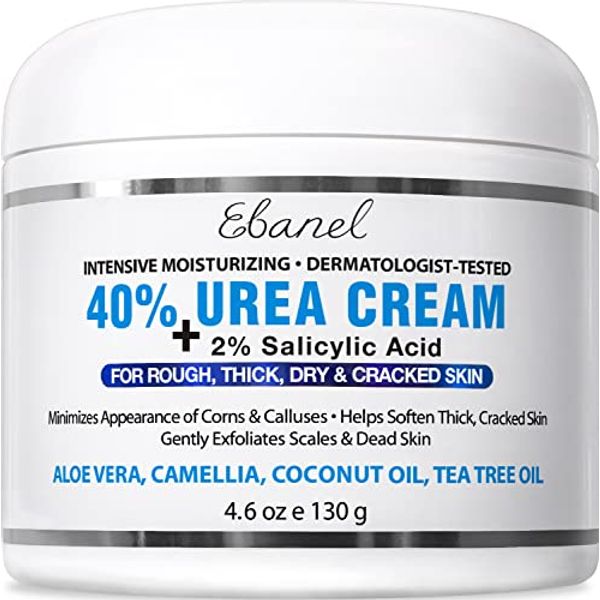 Ebanel Urea Cream 40% plus Salicylic Acid 2%, Foot Cream for Dry Cracked Feet Heels Knees Elbows Hands Repair Treatment, Foot Moisturizer Corn Callus Dead Skin Remover Toenail Softener for Feet Care