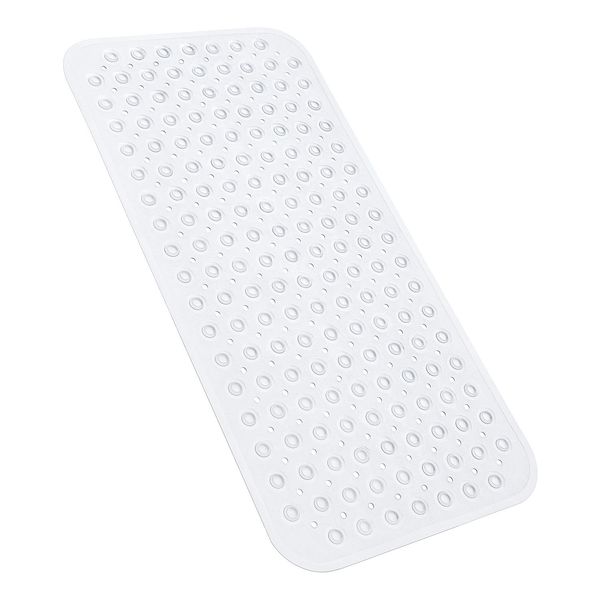 YINENN Bath Tub Shower Stall Mats 31x15.5 Inch Non-Slip and Latex Free, Bathtub Mat with Suction Cups, Machine Washable Bathroom Mats with Drain Holes (Clear)