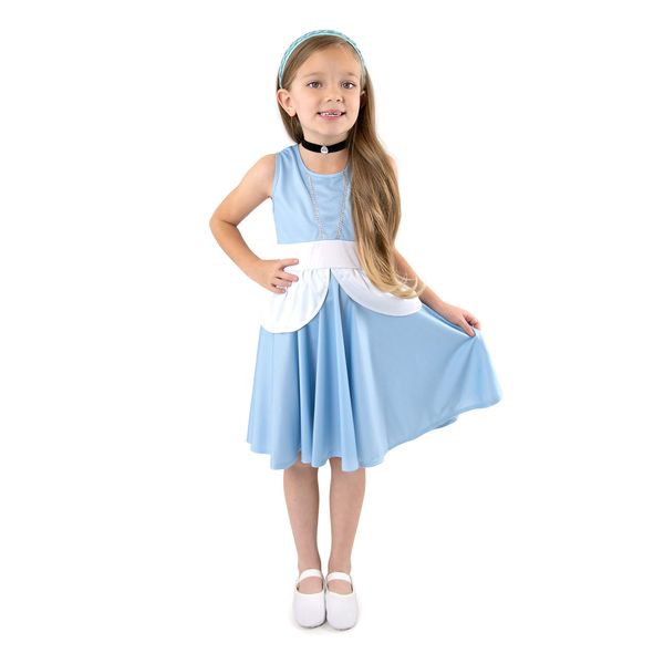 Little Adventures Cinderella Princess Twirl Dress (4) - Machine Washable Child Pretend Play and Party Dress with No Glitter Blue