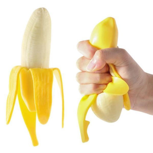 Dhjrefhhd 1Pcs Banana Squeeze Toy Fake Banana Stretchy Fidget Toy Novelty Stress Relief Toys Funny Peeled Fake Banana Fruit Stress Toy