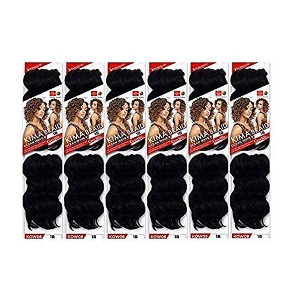 Harlem 125 Kima Braid Ocean Wave 8" 6-PACKS (8", 1B Off Black)