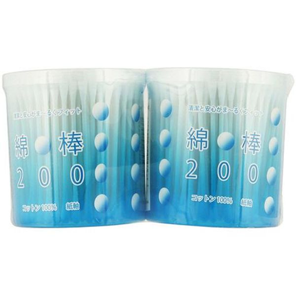 Heiwa Medic Cotton Swabs 200 (in a cylindrical case) 1 pack (400 swabs: 200 swabs x 2)