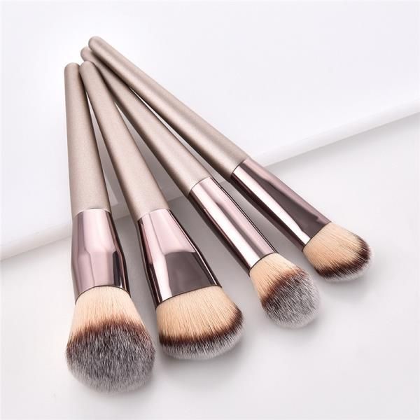 Makeup Brush Set 4/10pcs Champagne Cosmetic Powder Shadow Kabuki Blending Beauty Tool