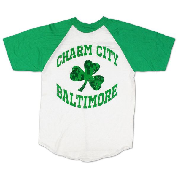 Charm City Shamrock (White & Green) / Baseball Jersey - Large / White