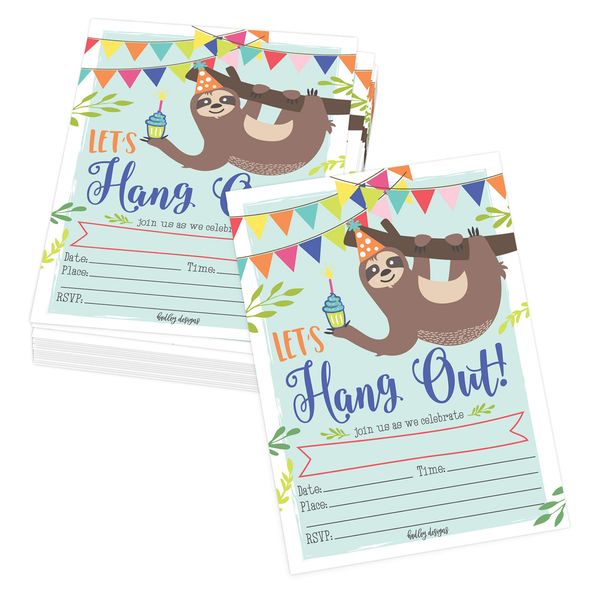 25 Sloth Birthday Invitations For Boys Birthday Invites For Girls - Kids Birthday Invitations Girl Birthday Party Invitations For Boys, Boys Birthday Invitations Kids Party Invitations For Girls