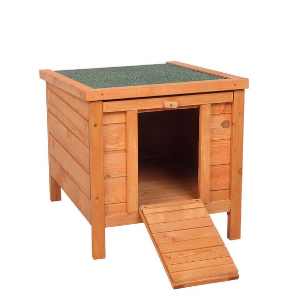 Wooden Waterproof Rabbit Hutch for Small Pets Bunny House Natural Wood Color