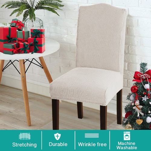 Turquoize Dining Chair Covers Stretch Chair Covers for Dining Room Set of 4 Parsons Chair Slipcover Removable Kitchen Chair Covers Chair Protector Covers for Dining Room, Ceremony (4, Ivory White)