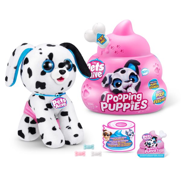 Pets Alive Pooping Puppies by ZURU, Dalmatian, Real Pet Dog Puppy, Play Soft Toy, Developmental Nurturing Plush, Color Change Unboxing, Interactive Electronic Pet Puppy (Dalmatian)