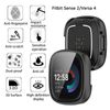 YAODLE Compatible for Fitbit Sense 2/Versa 4 Case with 9H Tempered Glass Screen Protector, Full Coverage Ultra-Thin PC Cover Bumper(Transparent)