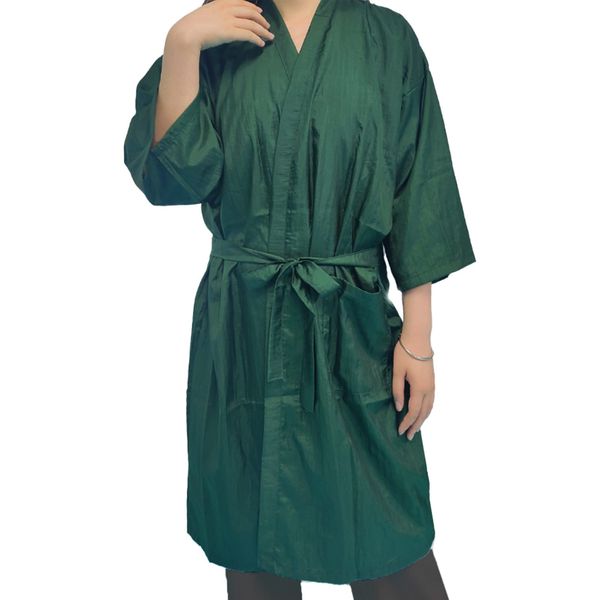 Mythus Salon Robes Smock for Clients, Barber Salon Guest Robe for Hair Styling Soft Spa Bath Kimono Hairdressing Cut Gowns Green