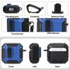 Case Cover Compatible with 2024 Airpods 4th Generation,Tpu Material with Lock Cover and Keychain Hook,Double-Layer Dustproof and Shockproof Solid Shell,Led Light Visible (Black-blue)
