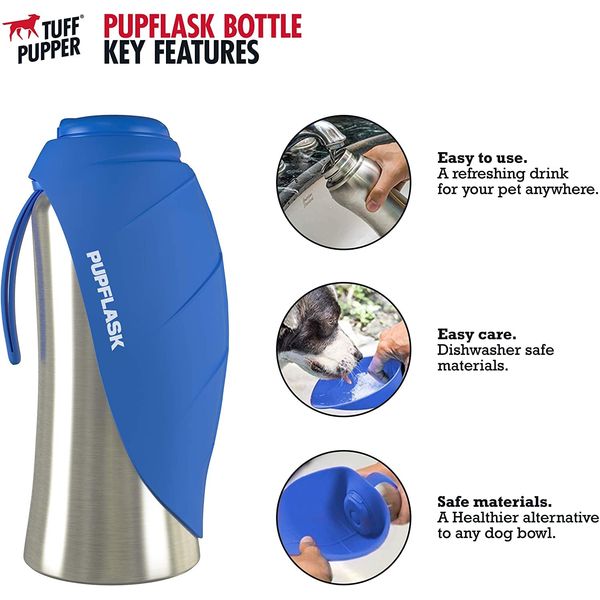 PupFlask Large Dog Water Bottle | 27 or 40 OZ Stainless Steel | Convenient Pet Water Dispenser | Portable Puppy Travel Water Bowl | Leak Proof Bottle Perfect Size For All Dog Breeds