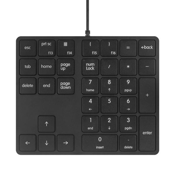 Merdia Numeric Keypad Wired Numpad 34 Key Porta Blue Keypad USB External Mini Slim Keyboard (Black)