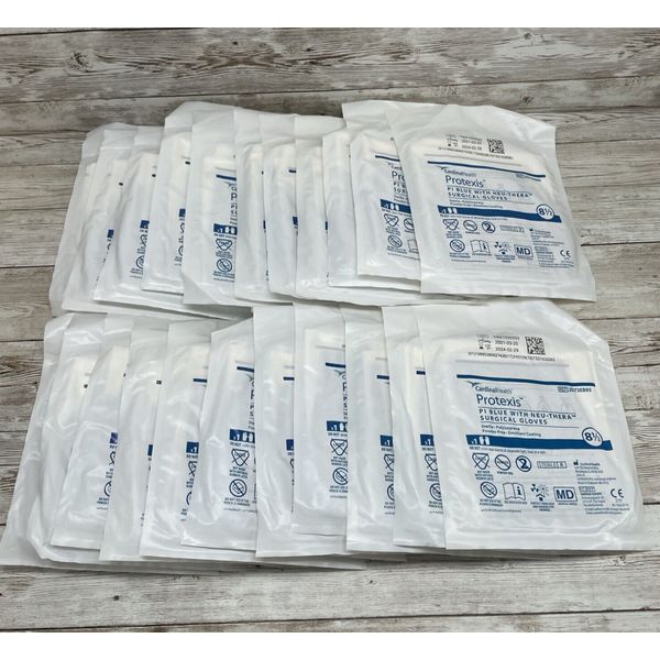 22 Pair Cardinal Health Protexis PI Blue w/Neu-Thera Surgical Gloves Size: 8.5