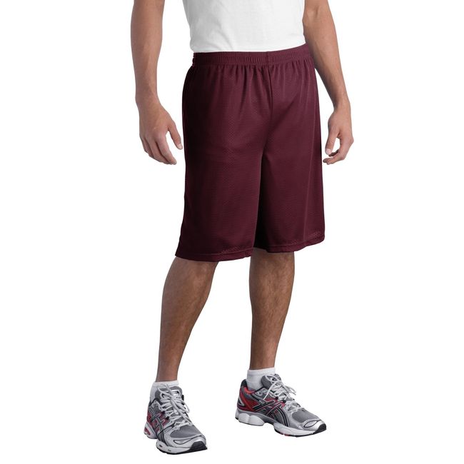 SPORT-TEK Men's Long PosiCharge Classic Mesh Short M Maroon