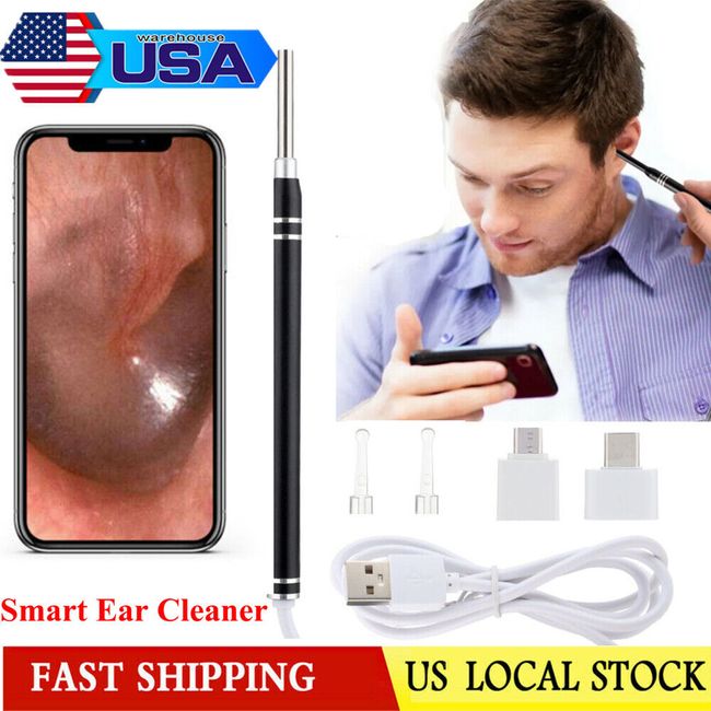 LED Ear Endoscope HD Otoscope Ear Wax Cleaning Camera Tool Cleaner Removal Kit