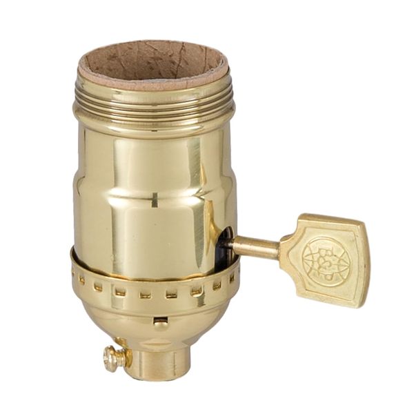B&P Lamp® Solid Brass Polished And Lacquered Medium Base On/Off Socket With Flat Key