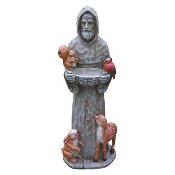 Outdoor Wall Statue Birds Food Tray Garden Water Holder