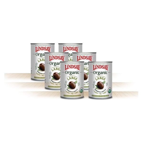 Lindsay Organic Large Black Ripe Pitted Olives, 6 Ounce (Pack of 6)