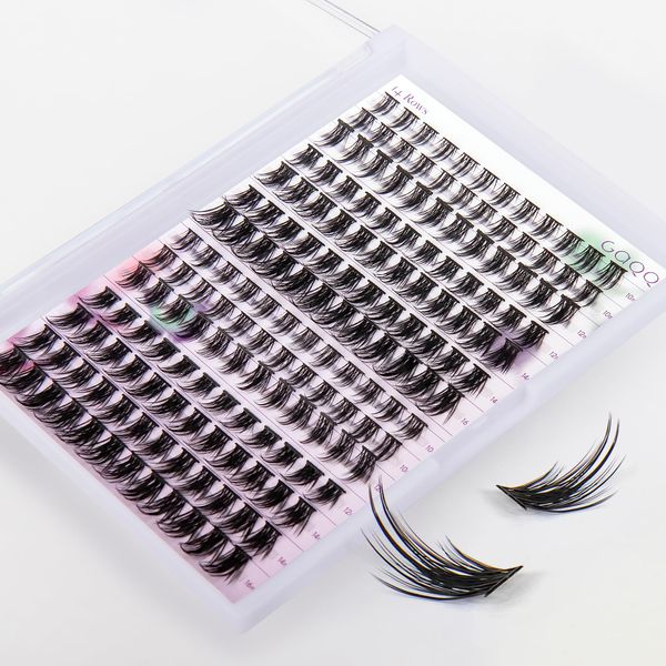 GAQQI Einzelne Wimpern 168pcs Cluster Lashes D Curl Mix Diy Wimpern Extensions Individuelle Wimpern FüR Augen Make-Up Diy WimpernverläNgerung(09-D Mix)