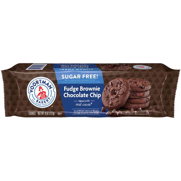 Voortman Bakery Sugar Free Fudge Brownie Chocolate Chip Cookies, 12 Count