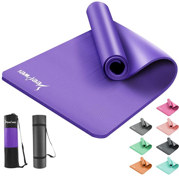 Yoga Mat, Training Mat, Exercise Mat, Foldable, LEEPWEI Yoga Pilates Mat, Thickness 10mm/15mm, Lightweight, 185*80/183*61cm, Durable, Gentle on the Skin, High Density, Nitrile Rubber, Anti-Slip, Soundproof Mat, Strength Training, Straps, Storage Mat Bag (