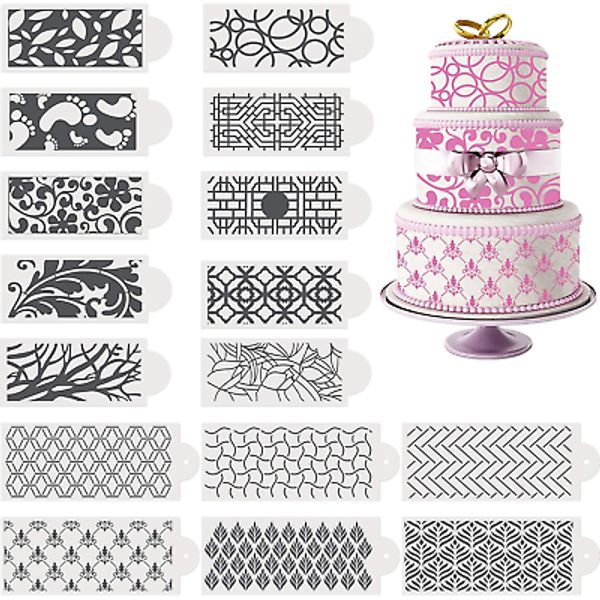 16 Pieces Cake Decoration Stencils Templates Floral Wedding Cake Molds Cookie Fo