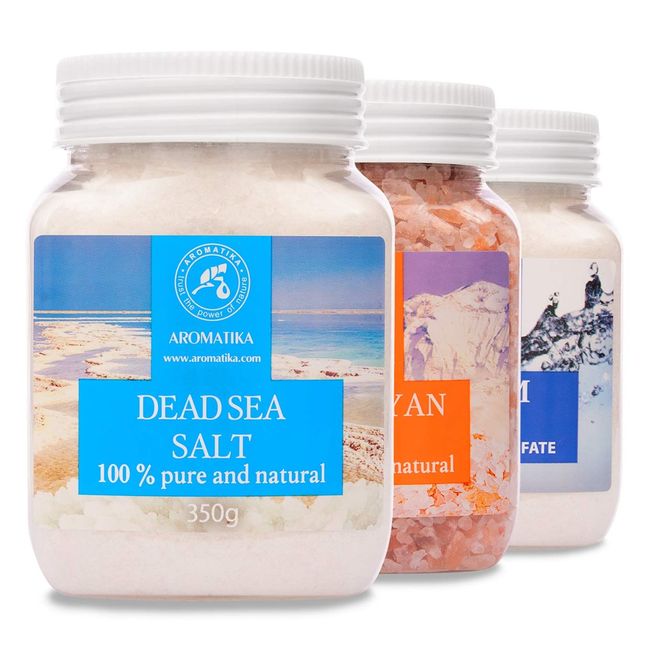 Bath Salts Set 42 Oz - Epsom Salt - Himalayan Pink Salt - Dead Sea Salt - 100% Pure & Natural - Best for Good Sleep - Beauty - Bathing - Body Care - Wellness - Relax - Aromatherapy - Spa