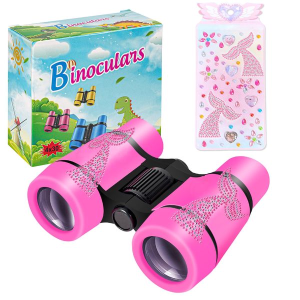 Binoculars for Kids Toys Gifts for Age 3, 4, 5, 6, 7, 8, 9 + Years Old Boys Girls, Kids Binoculars with Dinosaur Stickers Outdoor Toys for Sports and Outside Play, Bird Watching