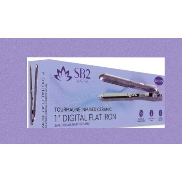 SB2 By Sutra Tourmaline Infused Ceramic 1" Digital Flat Iron, Purple Bnib