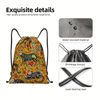 Richugui 3D Print Drawstring Backpack Cat Drawstring Backpack Sugar Skull Black Cats Mexican Style Pattern Animals String Bag Sackpack