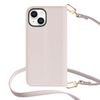 HanaRo iPhone15 Pink Beige iPhone15 Case Shoulder Case Strap Set Dull Color PU Leather