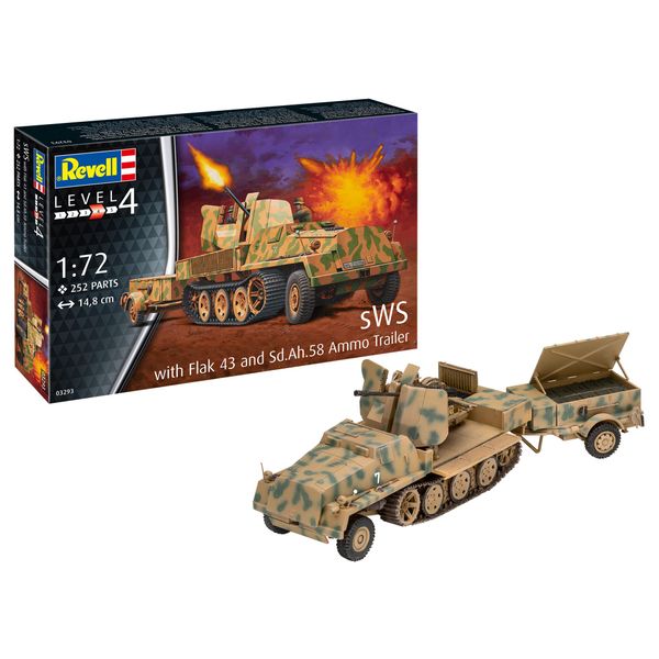 Revell 03293 sWS with Flak43 and Sd.Ah58 Ammo Trailer 1:72 Scale Unbuilt/Unpainted Plastic Model Kit