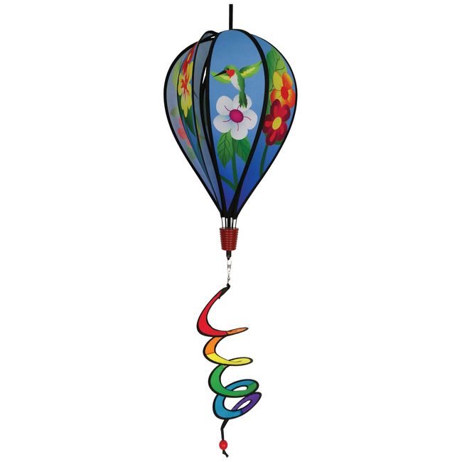 In the Breeze Hummingbird Flowers 6-Panel Kinetic Hot Air Balloon Wind Spinner
