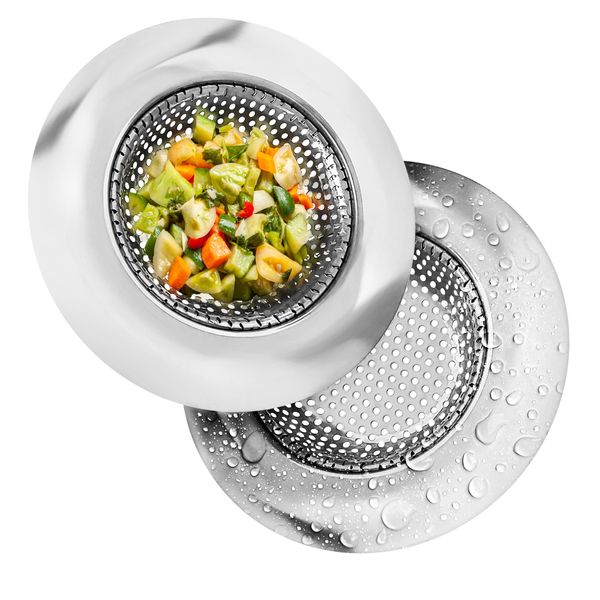 Kitchen Sink Strainer - Food Catcher for Most Sink Drains - Rust Free Stainless Steel - 2 Pack - 4.5 Inch Diameter