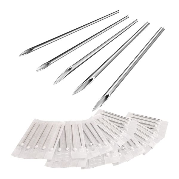 Body Piercing Needles, ATOMUS 50PCS Mixed Ear Nose Piercing Needles 12g 14g 16g 18g 20g Stainless Steel Navel Nipple Lip Body Piercing Needles