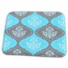 Dish Drying Mat - Grey Aqua Blue White Henna Damask Damask Patterns