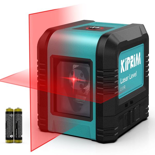 Kiprim Laser Level Self-Leveling Red Beam Horizontal and Vertical Cross-Line for Construction,Picture Hanging,Wall Writing Painting,Home Renovation,Floor Tile, Carrying Pouch, Battery Included