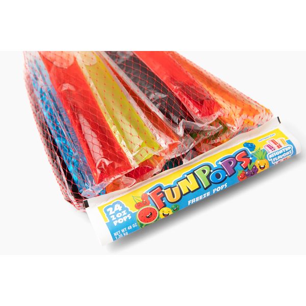 FunPops Frozen Ice Pops, 24-Fruit Flavored Freeze Pops, Frozen Summer Snack For All Ages, Low Calorie