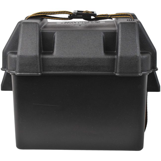 Attwood 9082-1 U1 Small Series 16 Vented Marine Boat Battery Box with Mounting Kit and Strap, Black