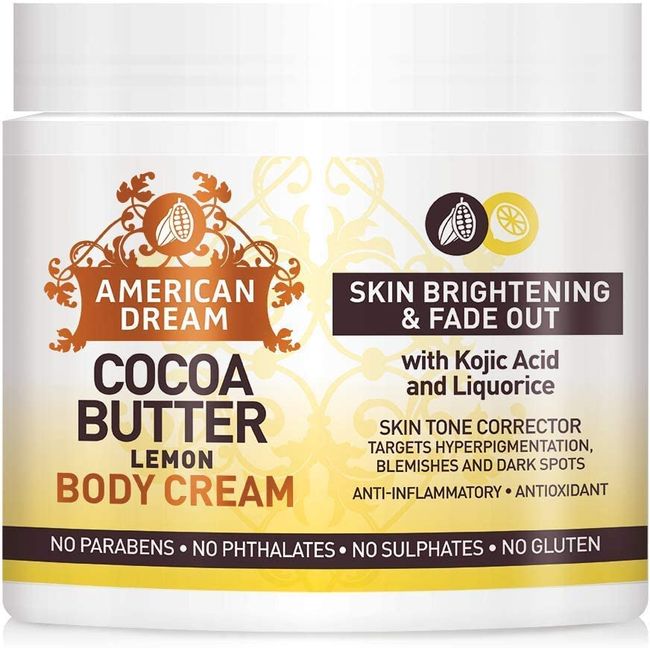 American Dream Lemon Cocoa Butter Cream For Skin Brightening and Fade Out, 453g / 16oz