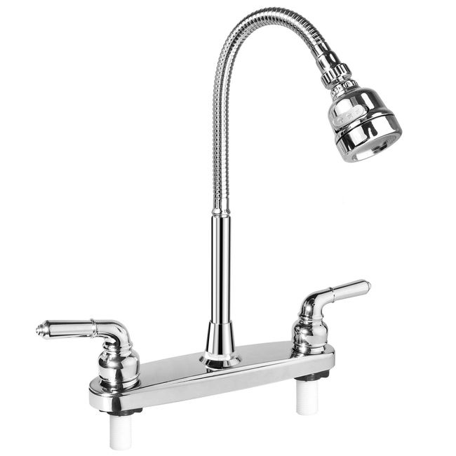 EXCELFU RV Kitchen Faucet Replacement, RV Kitchen Sink Faucet with Flexible Arc 360 Degree Rotatable Sprayer, RV Kitchen Faucets for Campers, RVs Motorhomes, Travel Trailers (8 inches Apart)